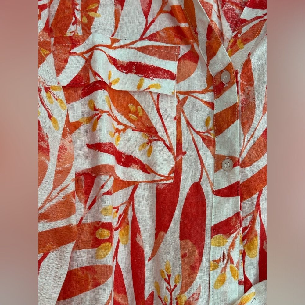 Emily Daniels Top Palms Print ButtonDown Blouse Colorful Size XL NEW WITHOUT TAG - Picture 4 of 8